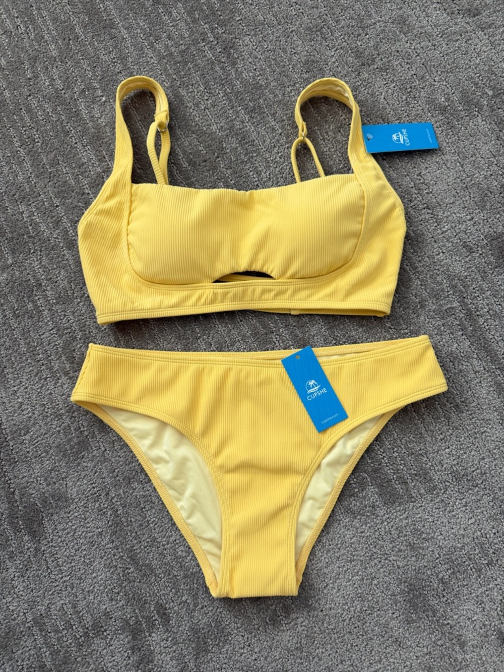 Cupshe Sunny Yellow Ribbed Bikini Set